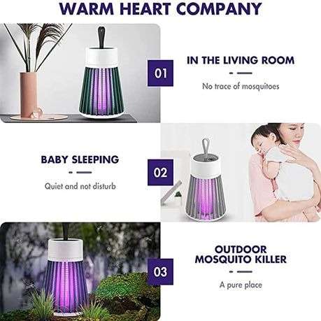 USB LED Electric Mosquito Killer Lamp, with handle, High efficiency, Available in Green or Grey