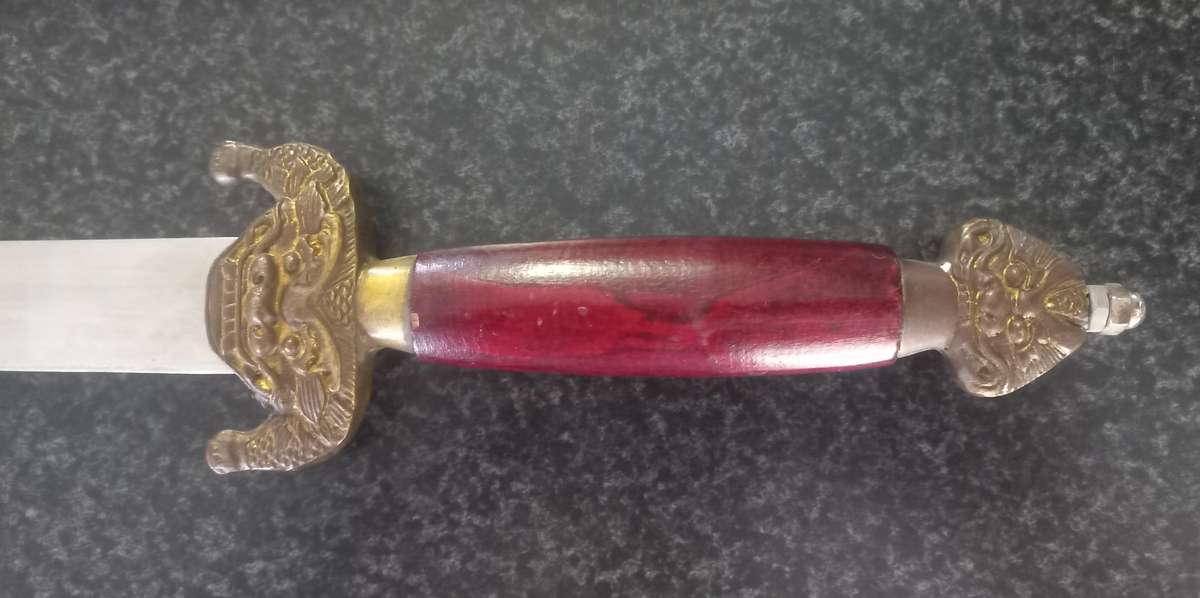 CHINERSE VINTAGE TAICHI SWORD - JIAN - WOOD AND BRASS