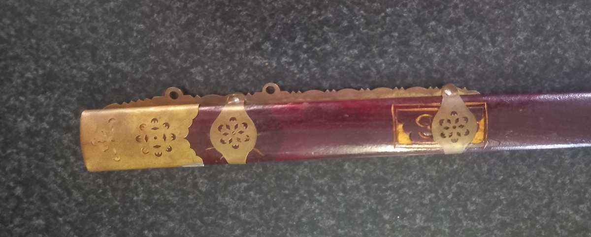 CHINERSE VINTAGE TAICHI SWORD - JIAN - WOOD AND BRASS