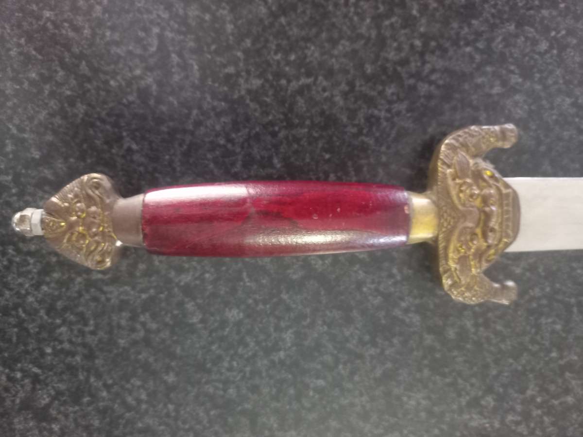 CHINERSE VINTAGE TAICHI SWORD - JIAN - WOOD AND BRASS