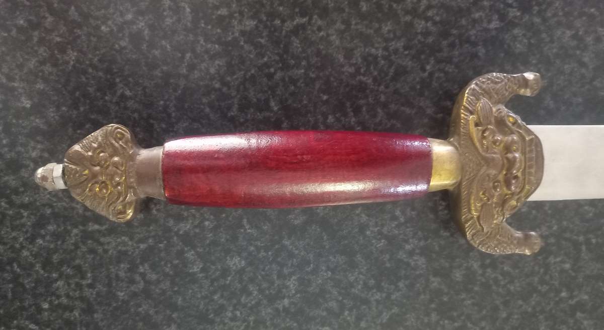 CHINERSE VINTAGE TAICHI SWORD - JIAN - WOOD AND BRASS