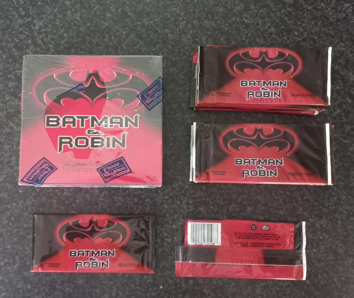 BATMAN AND ROBIN SDEALED BOX PLUS 20X SEALED PACKETS TRADING CARDS