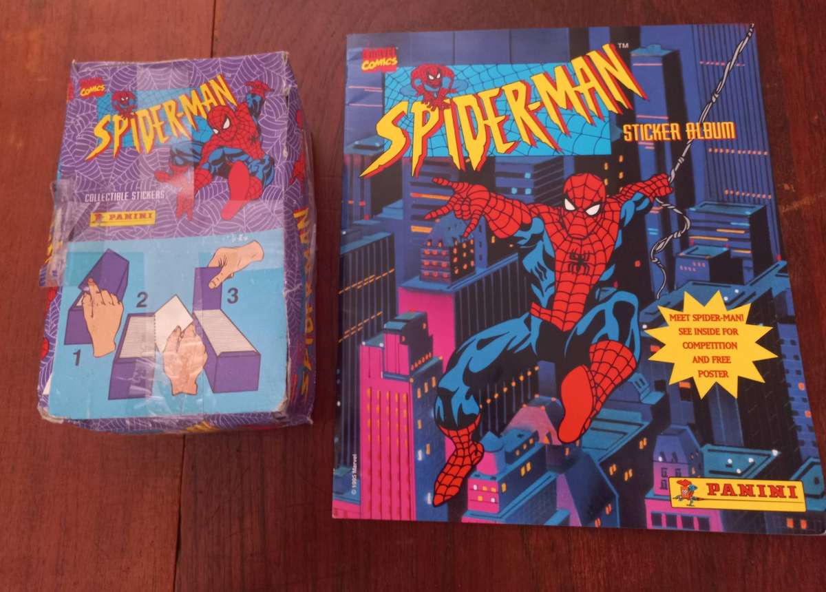 SPIDERMAN COLLECTABLE STICKERS IN BOX PLUS MAGAZINE - PANINI 1995