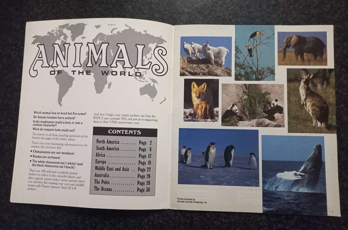 ANIMAL OF THE WORLD COLLECTABLE STICKERS AND BOOKIE