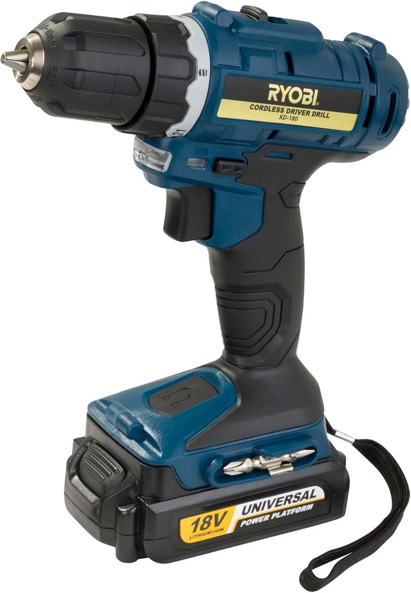 Ryobi XD-180 18V Li-Ion Driver Drill Starter Kit, 10 mm
