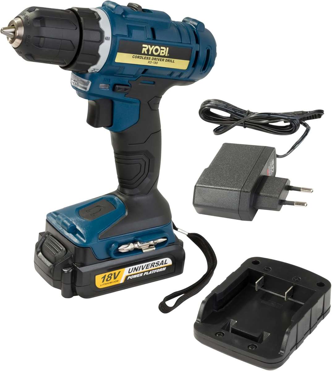 Ryobi XD-180 18V Li-Ion Driver Drill Starter Kit, 10 mm