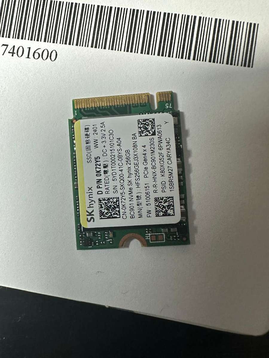 SK HYnix NVme 256GB Gen 4x4 M.2 2230