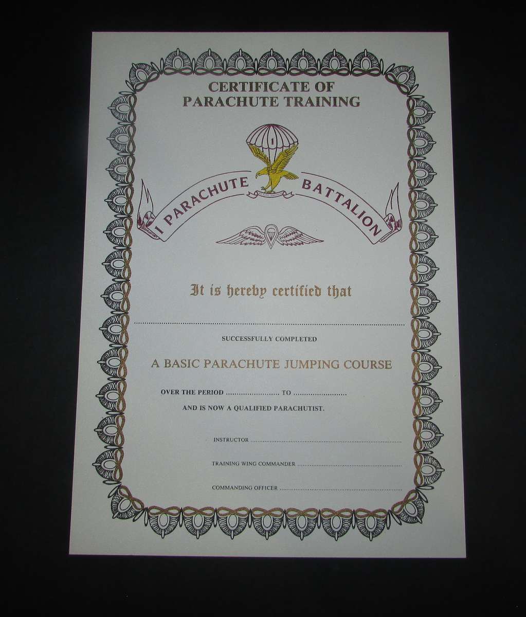 SADF - Original Period 1 Parachute Battalion Certificate