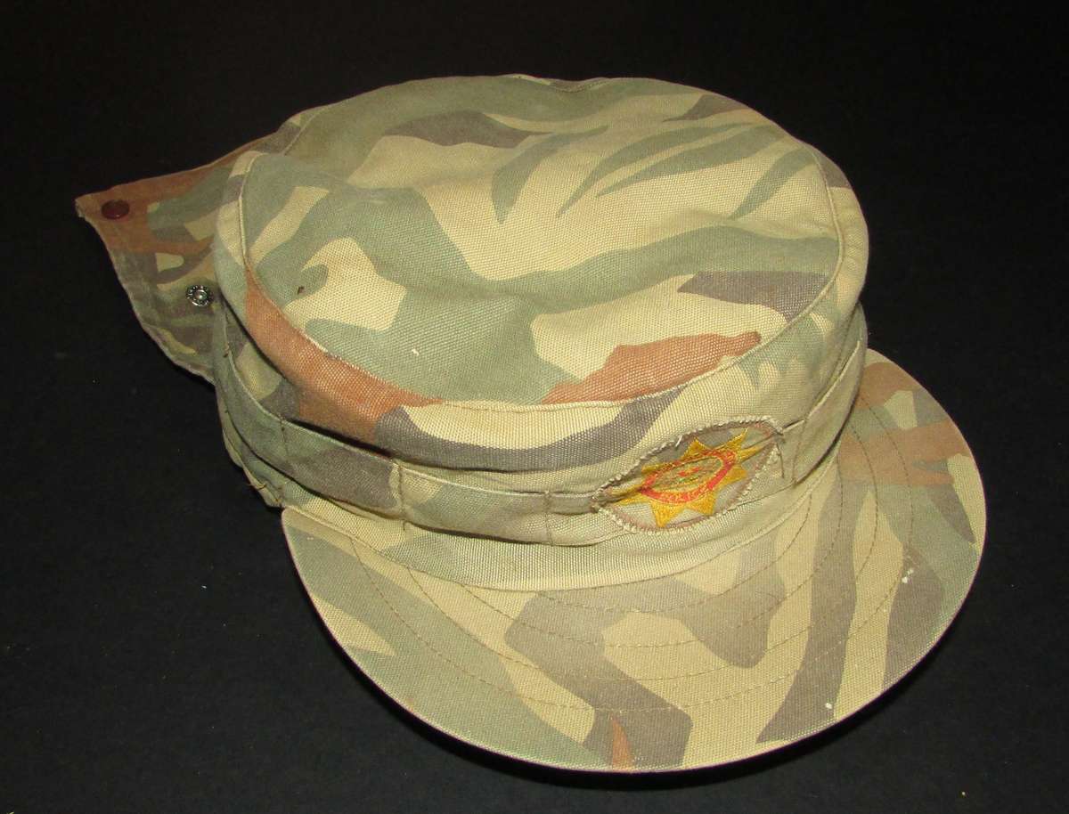 (Homelands) Bophutatswana Police Camo Flap Cap with Badge and Day-Glo ( Rare )