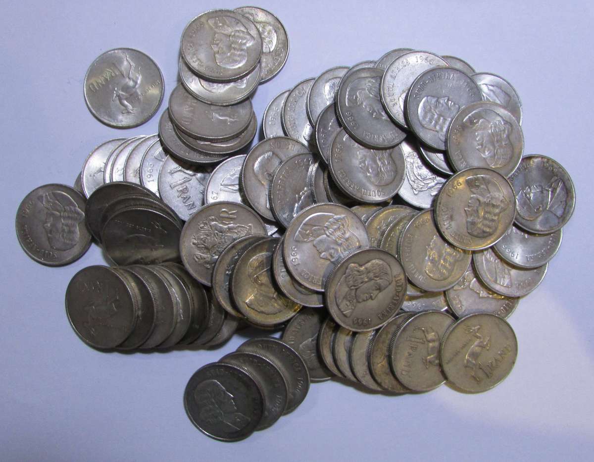 1966 to 1969 Republic Of South Africa 80% Silver One Rand Coins - 87 Available