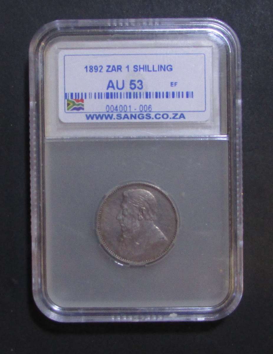 ZAR Silver - 1892 Shilling SANGC Graded AU53