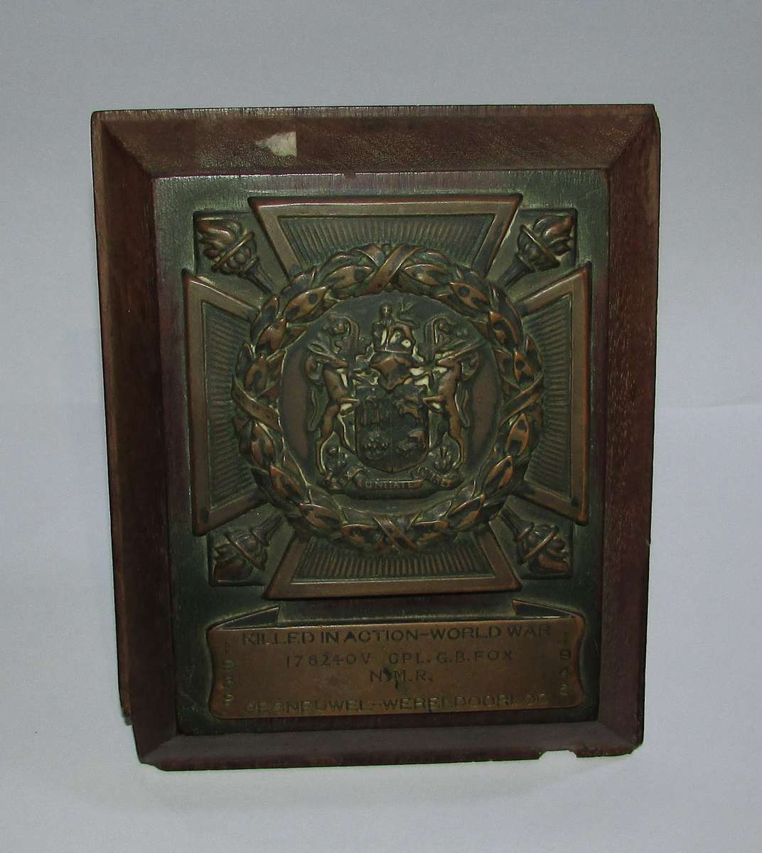 World War Two Death Plague to:CPL G.B.Fox Natal Mounted Rifles