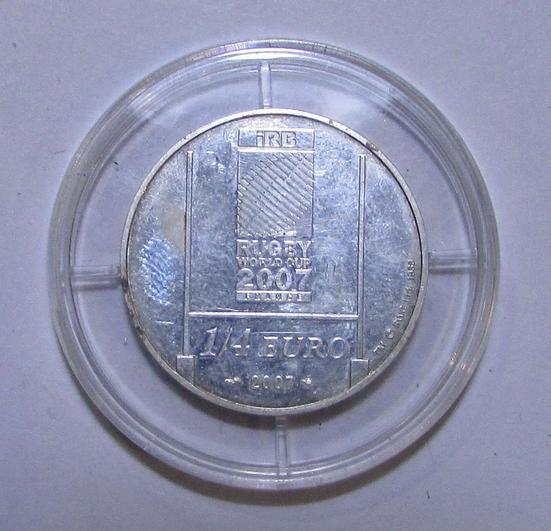 FRANCE 2007 RUGBY WORLD CUP SILVER 1/4 EURO
