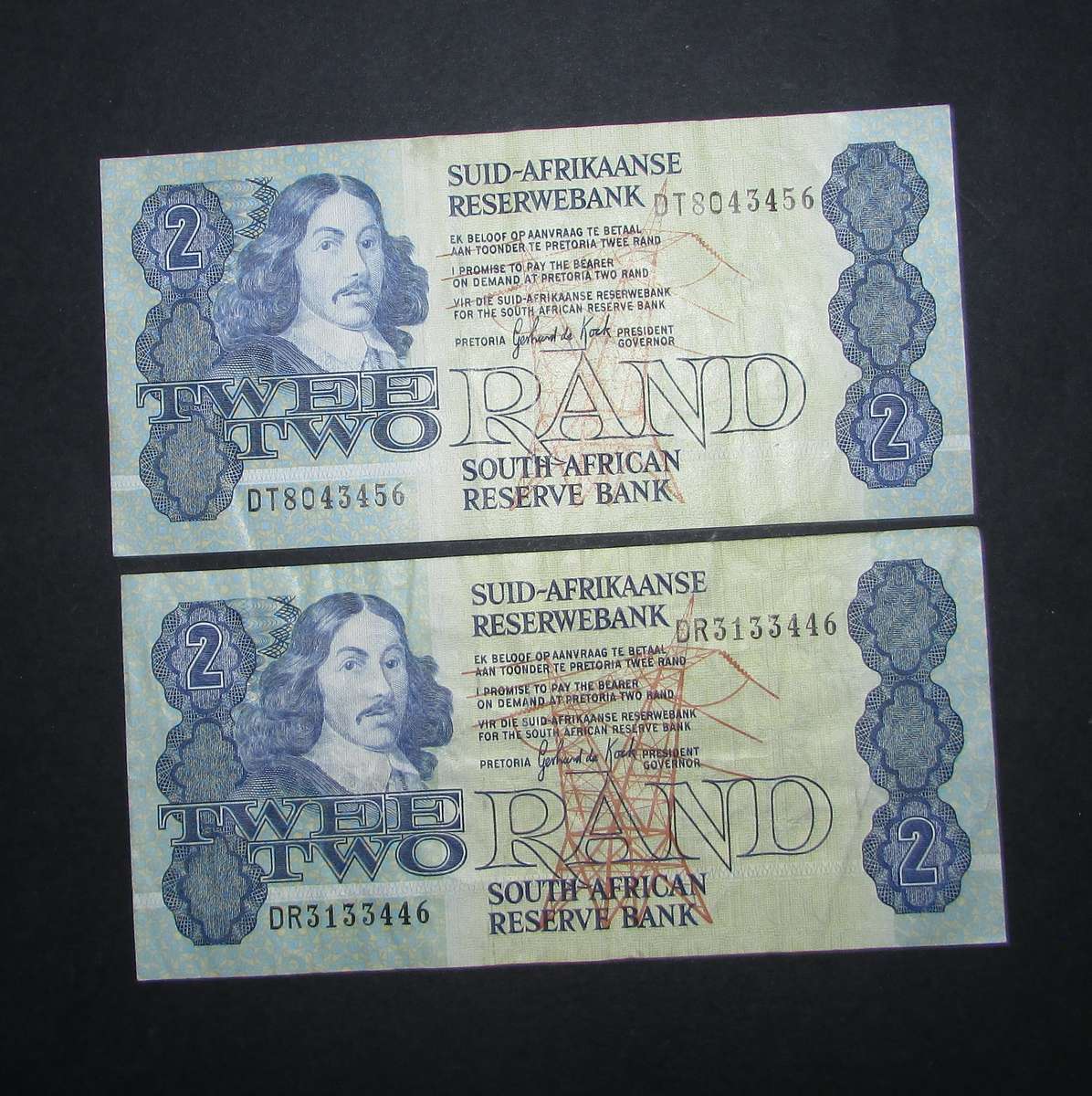 Republic of South African : Gerhard de Kock Two Rand Notes ( 2 Notes in the Lot )