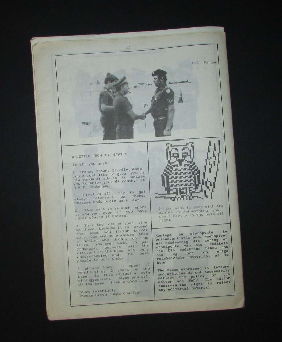 SADF - SAAF AFB Odwandgwa "Die Arened se Koerant"