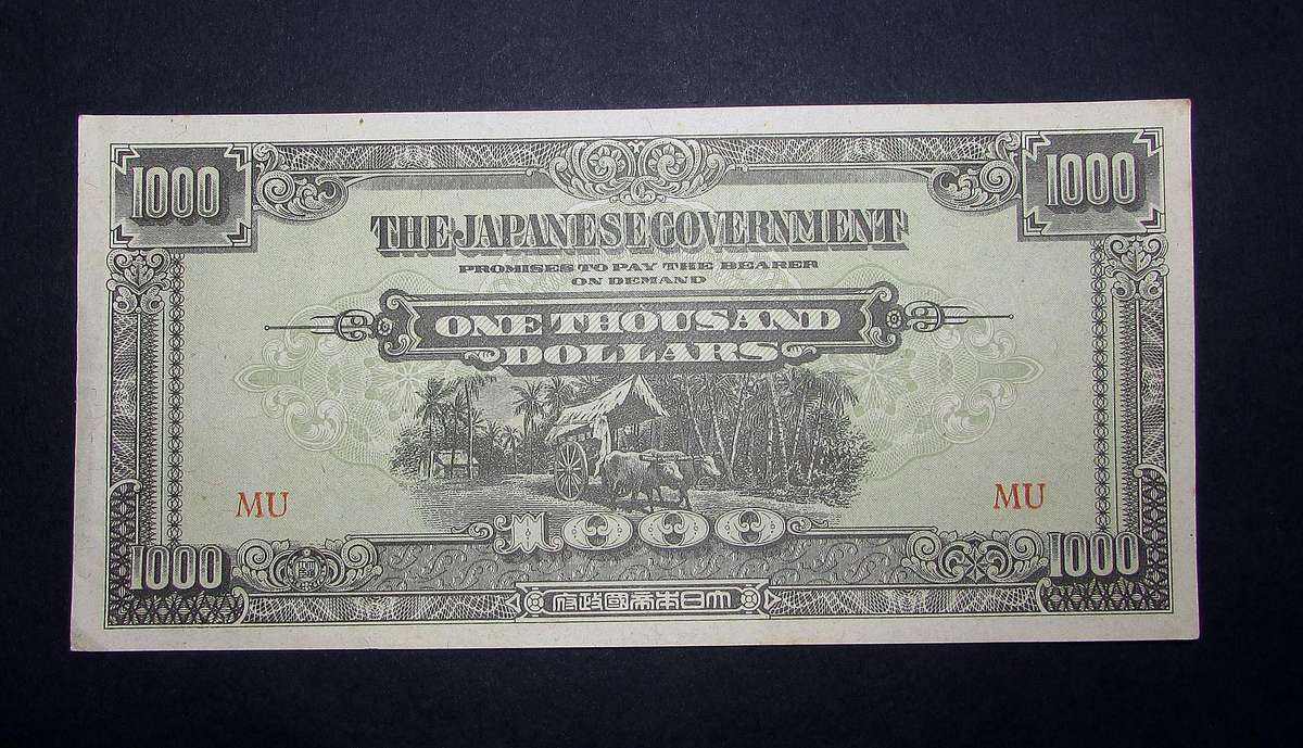 Japanese Occupation Burma, 1000 Dollars, 1945 WWII, Banknote - Excellent Condition