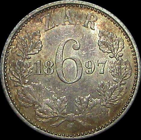 1897 Paul Kruger Silver Sixpence