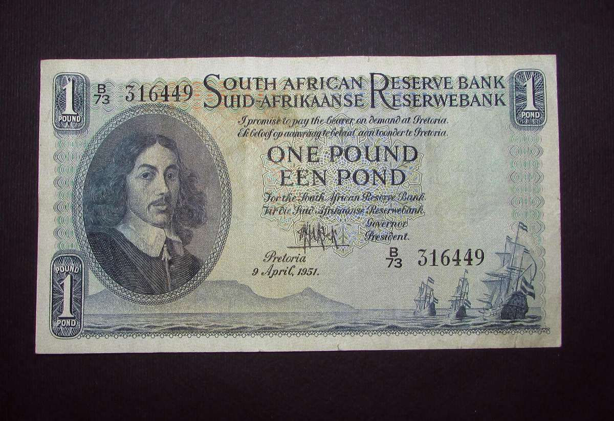 Union of South Africa :De Kock 1 Pound Banknote