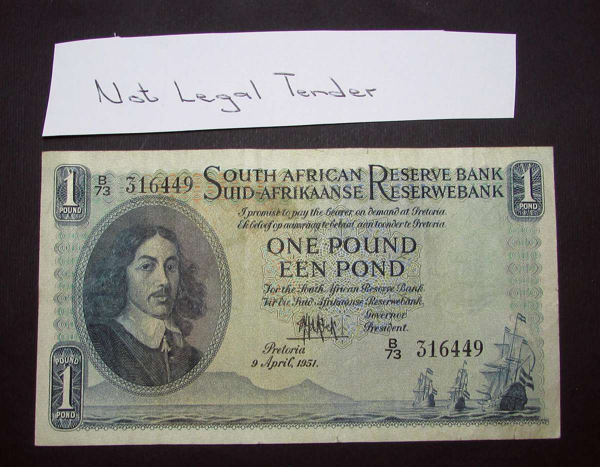 Union of South Africa :De Kock 1 Pound Banknote