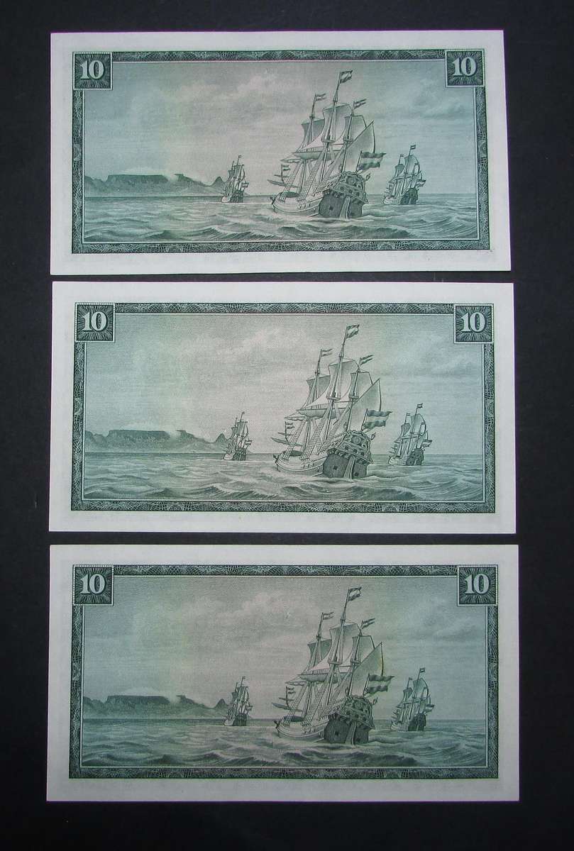 Republic of South Africa :De Jongh Ten Rand Notes in Sequence