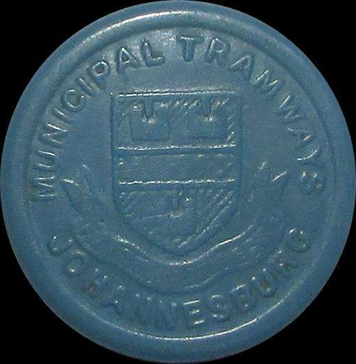 1912-21 Johannesburg Municipal 1 1/2 Penny Blue Tramways Token