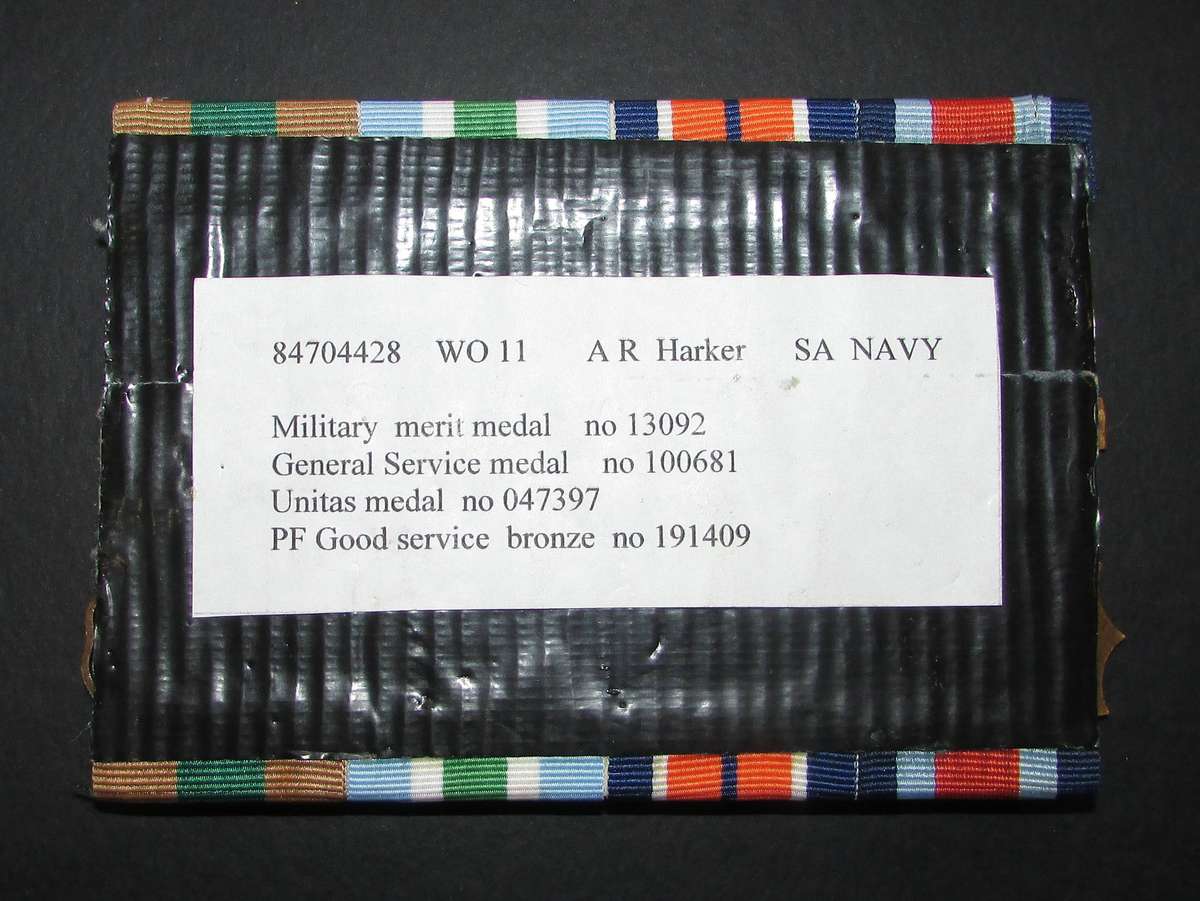 SADF - Full Size Court Mounted MMM Set of 4:84704428 WOII A.R. Harker SA Navy