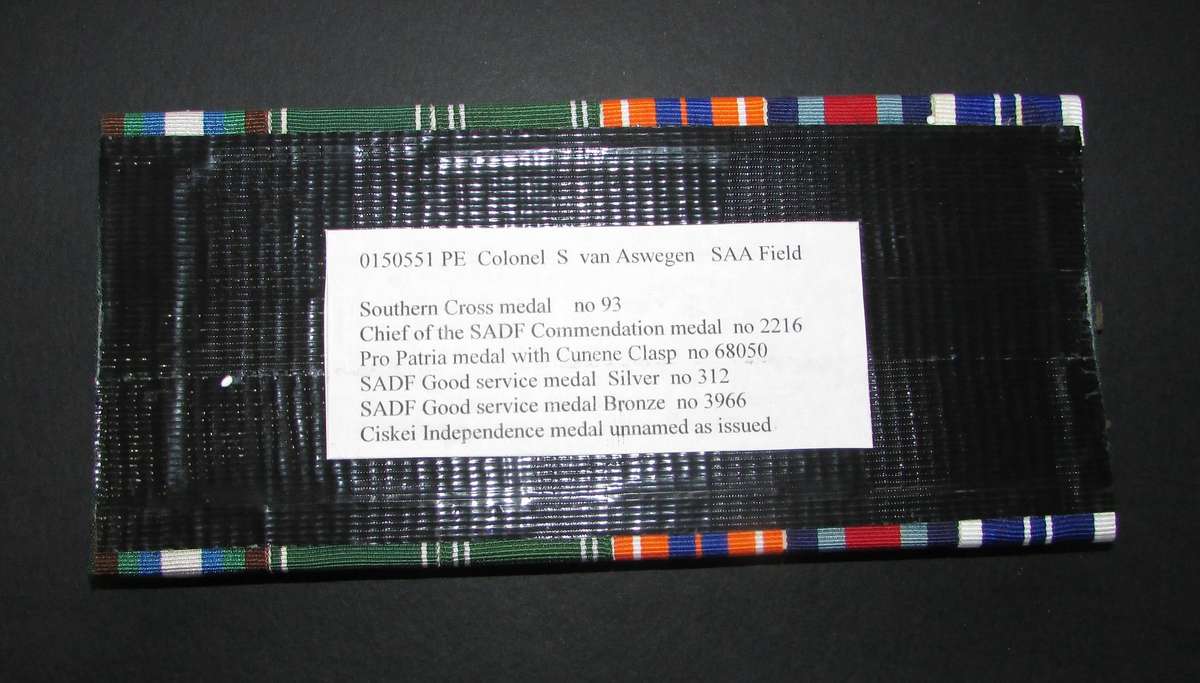 SADF/Homelands - Full Size Court Mounted Southern Cross Group of 6:Colonel S van Aswegen SAA Field