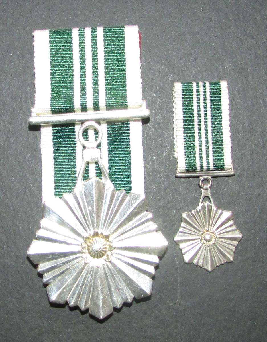 South African Prison Services Star of Merit with Miniature ( Sterling Silver )
