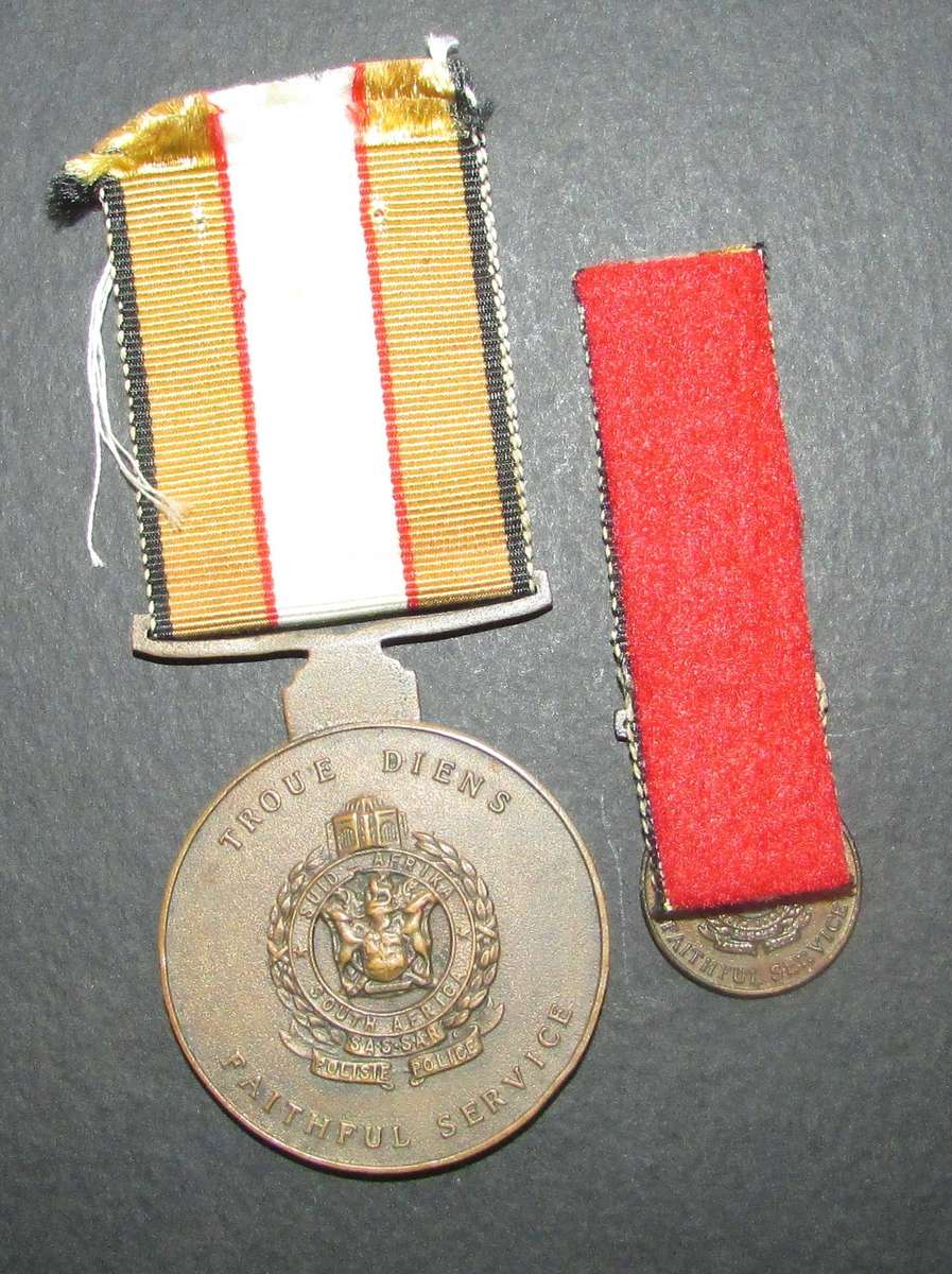 South African Railway Police Medal for Faithful Service with Miniature:7620 Konst G.W Pilcher