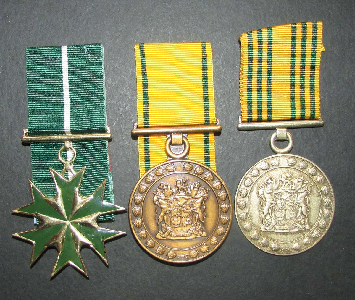 South African Prison Services Full Size Trio Including the Merit Medal ( Sterling )