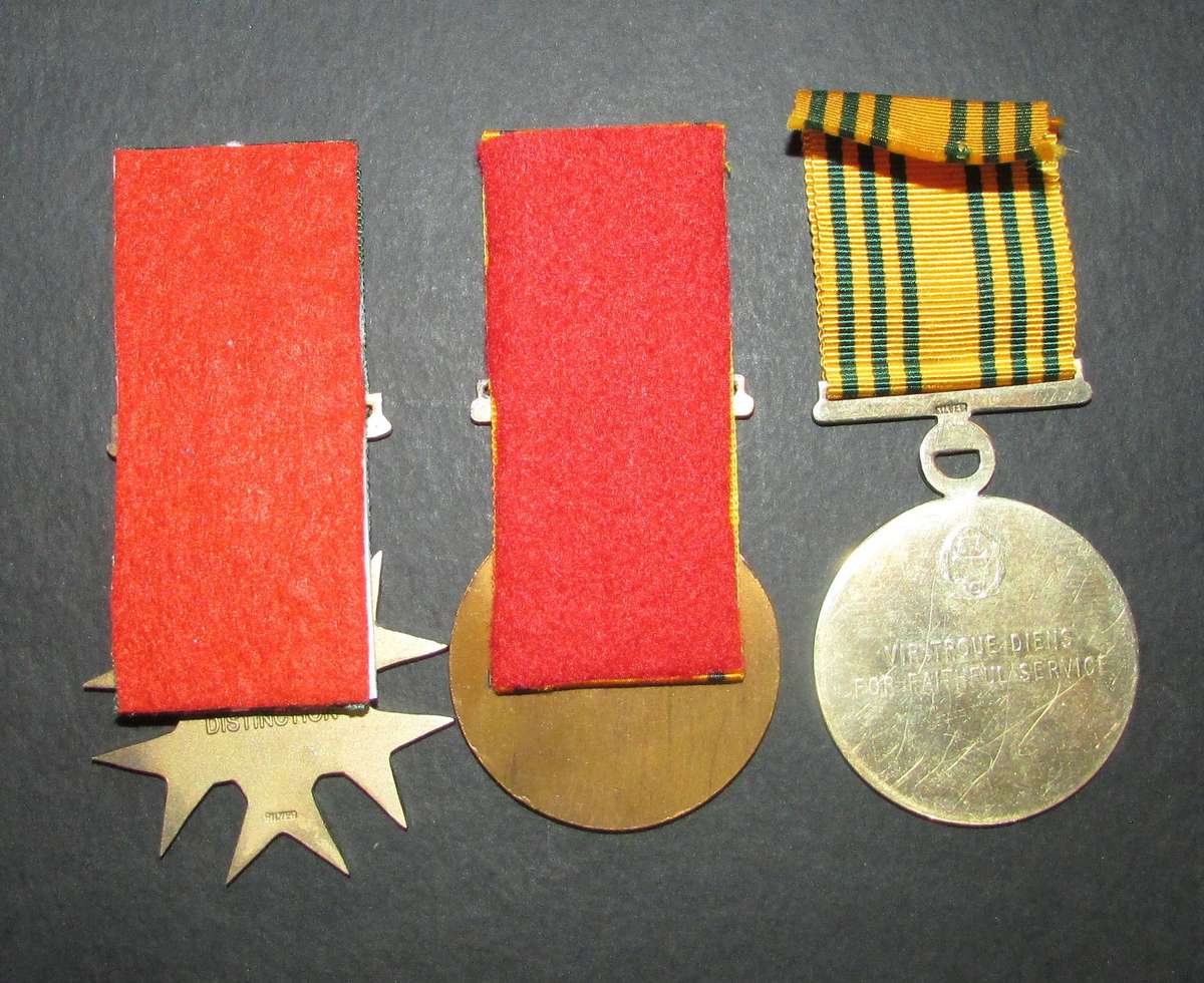 South African Prison Services Full Size Trio Including the Merit Medal ( Sterling )