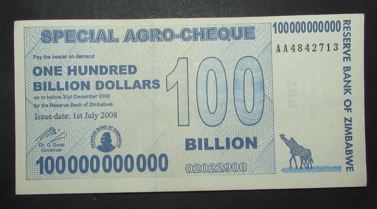 Zimbabwe 100 Billion Dollars Special Agro Cheque