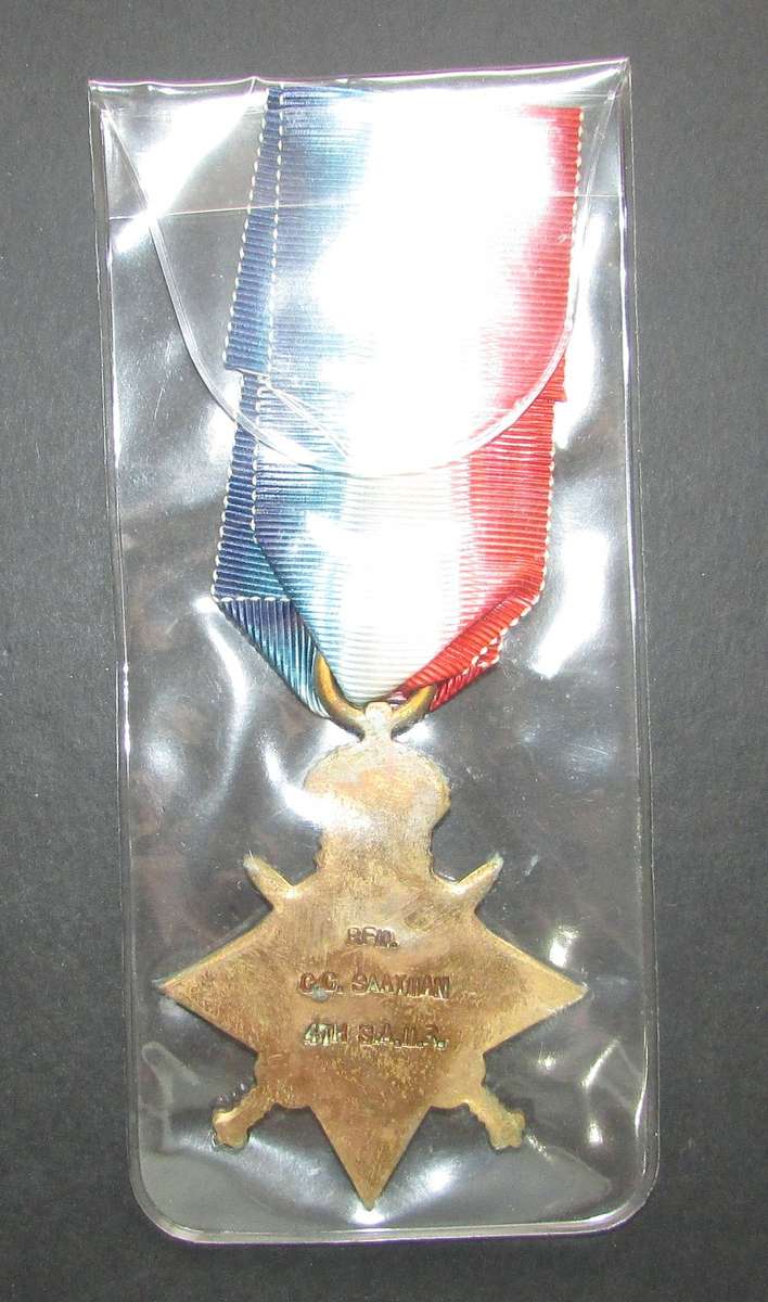 Full Size World War One Star:RFN. Saayman 4TH S.A.M.R