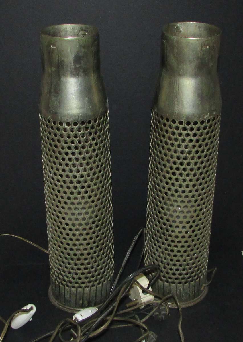 Trench Art Pair of Lamps - Made from Canon Shells
