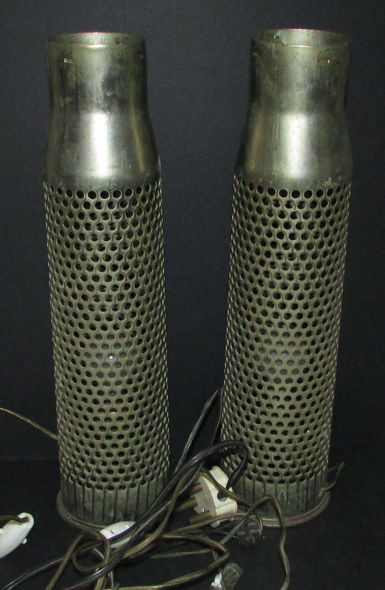 Trench Art Pair of Lamps - Made from Canon Shells