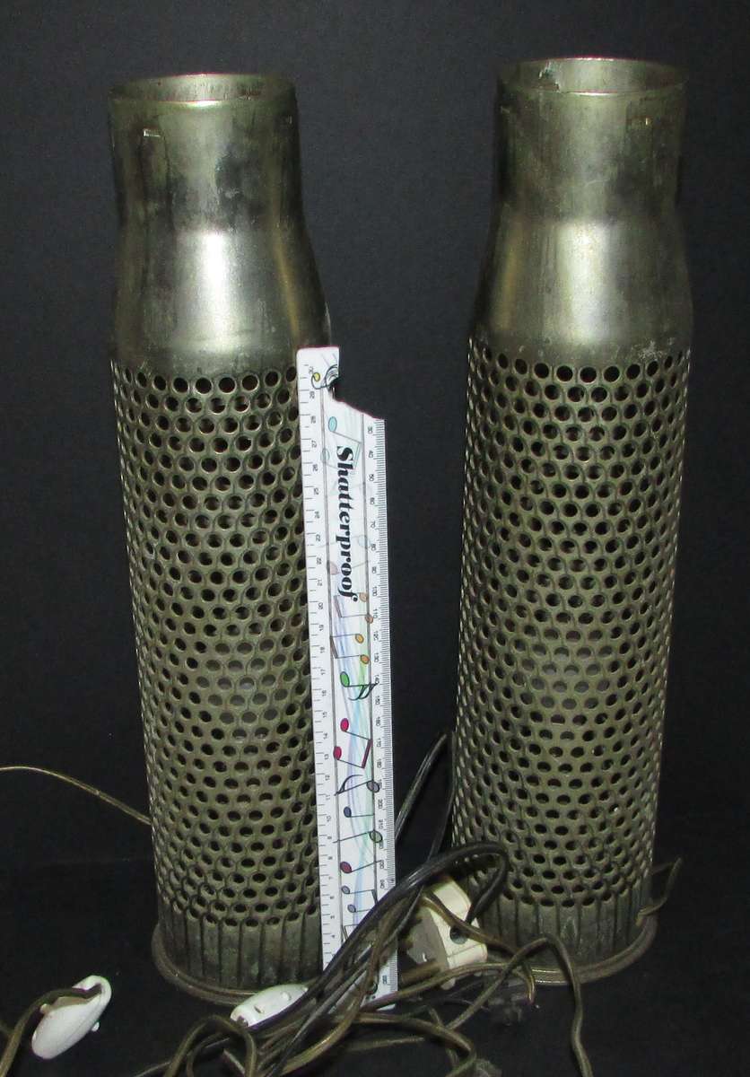 Trench Art Pair of Lamps - Made from Canon Shells