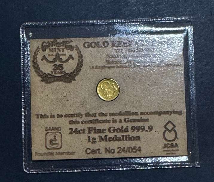 Gold Reef City Mint - 1Gram - 24CT Gold