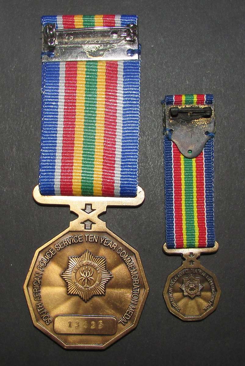 South African Police Service Ten Year Commemoration Medal with Miniature