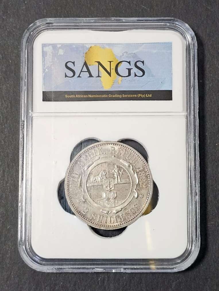 ZAR Silver - 1892 Two Shilling SANGC Graded MS61