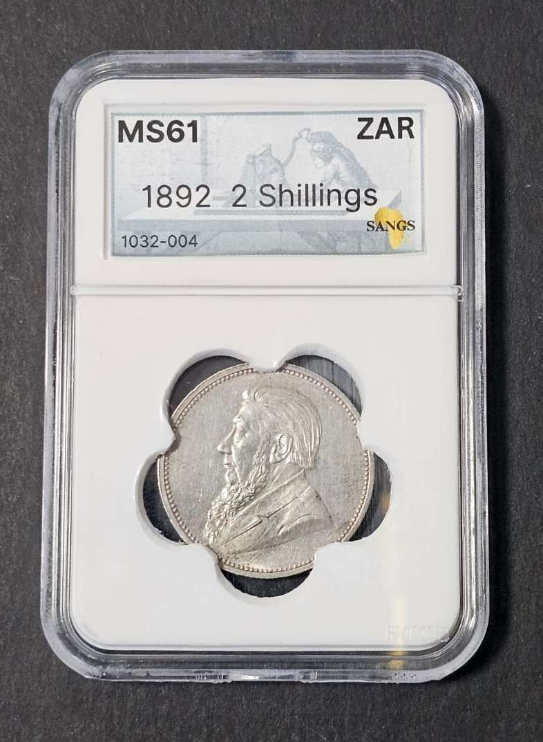 ZAR Silver - 1892 Two Shilling SANGC Graded MS61