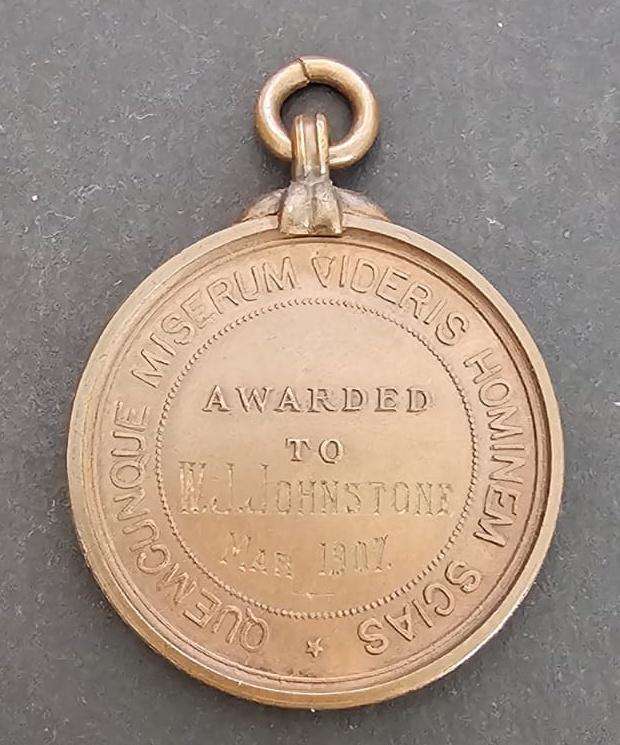 1907 Royal Life Saving Society Medallion - Awarded to W.J.Johnstone