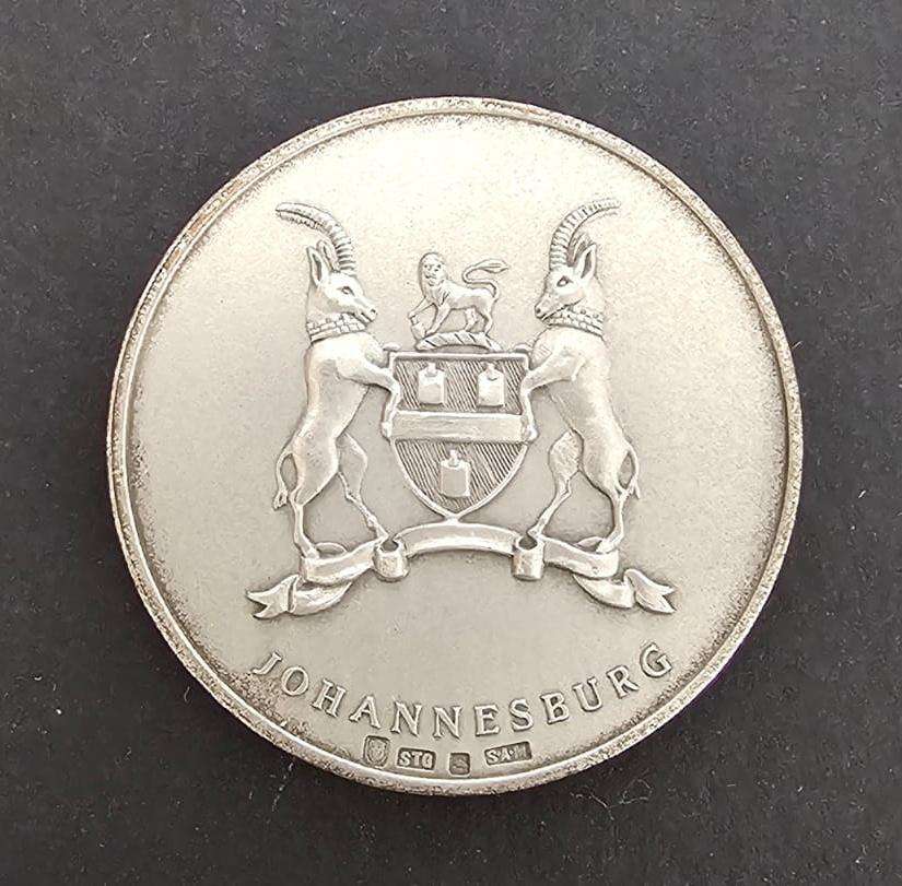 City of Johannesburg 80th Anniversary - Tribute to Pioneers Sterling Silver Medal (1886-1966)