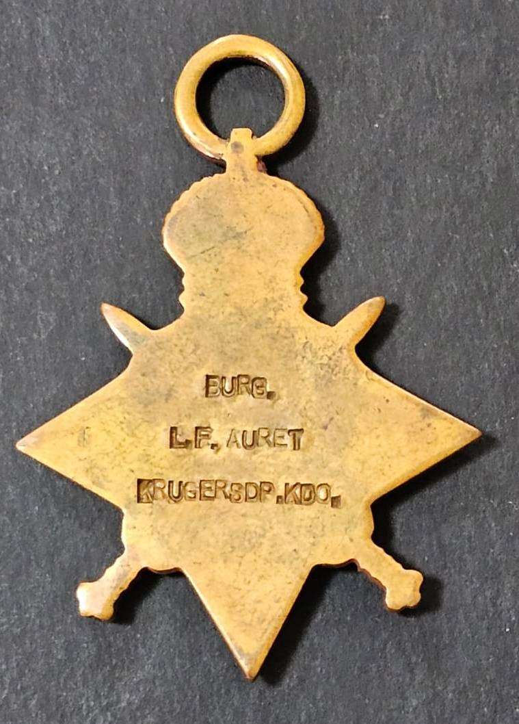 Full Size World War One 1914/18 Star: BURG.L.F Auret Krugersdorp Commando