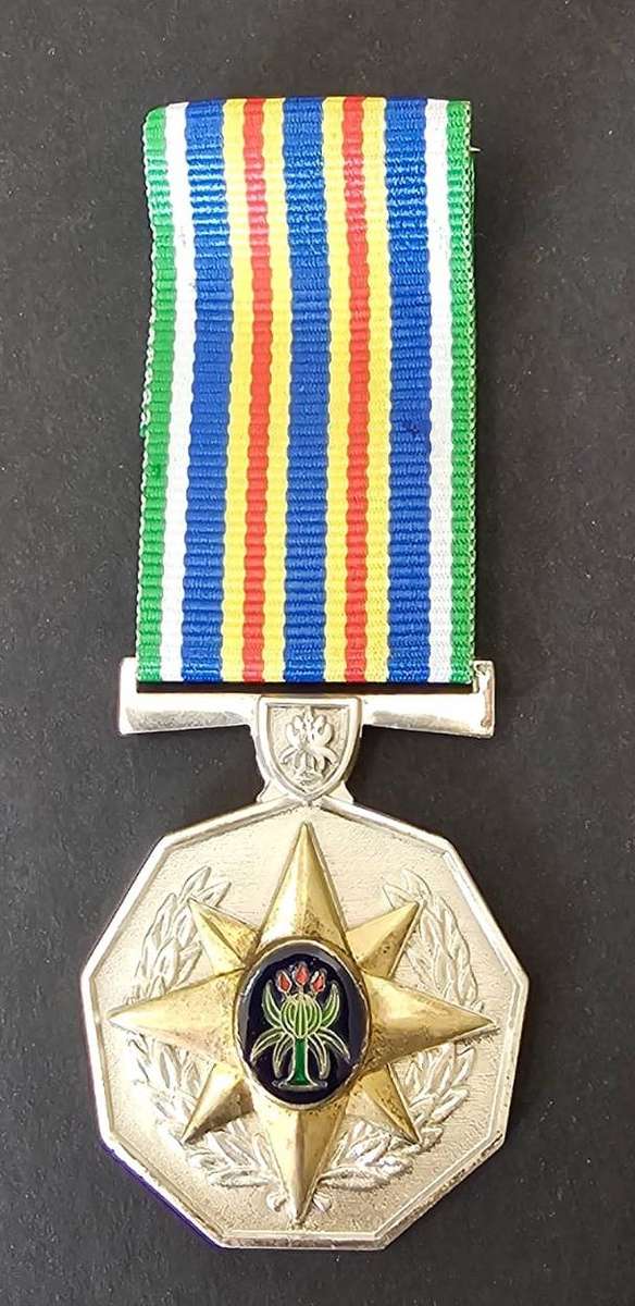 South African Police Full Size 30 Year Service Medal in Sterling Silver - Numbered