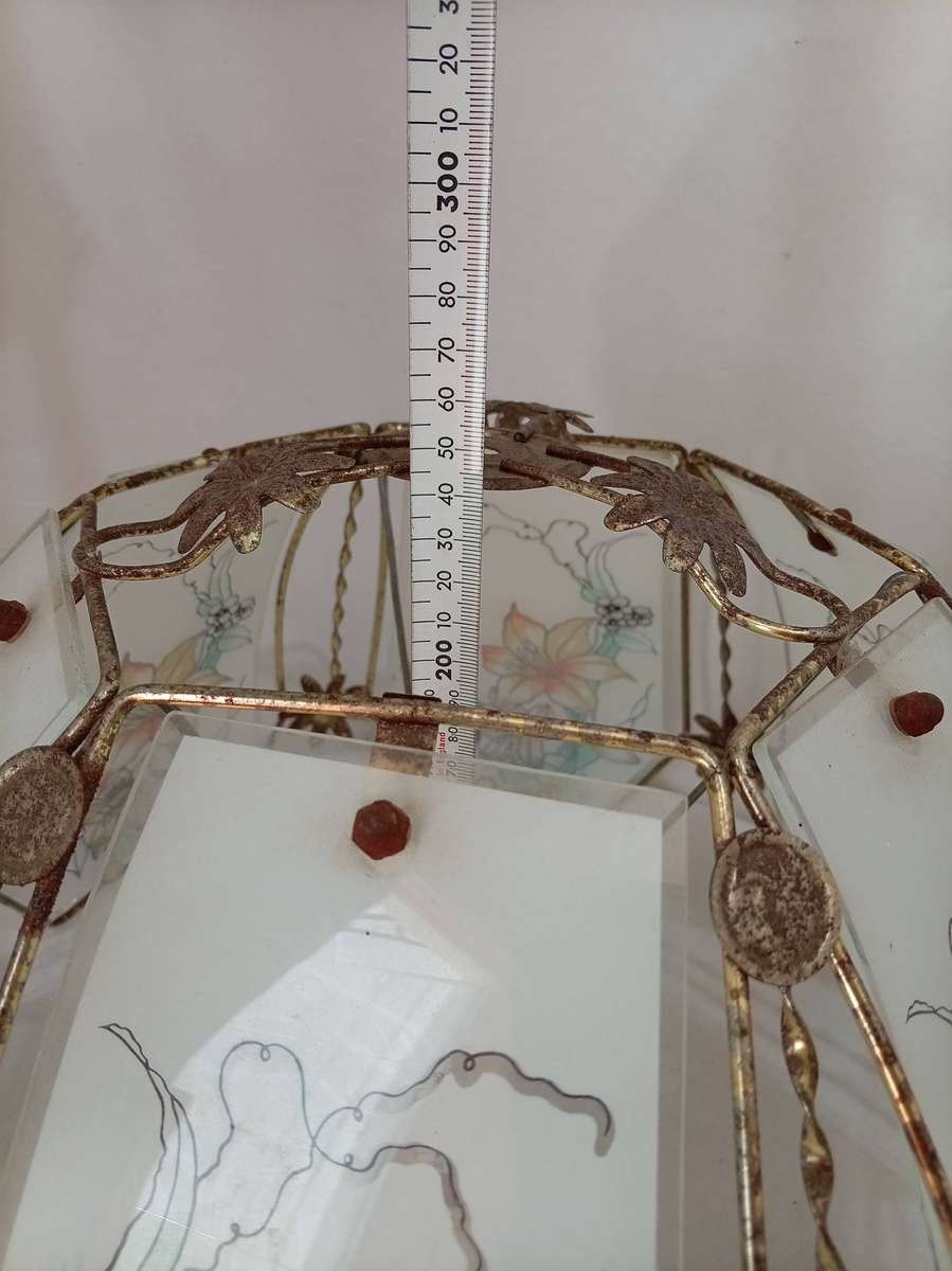 Vintage floral glass lamp shade