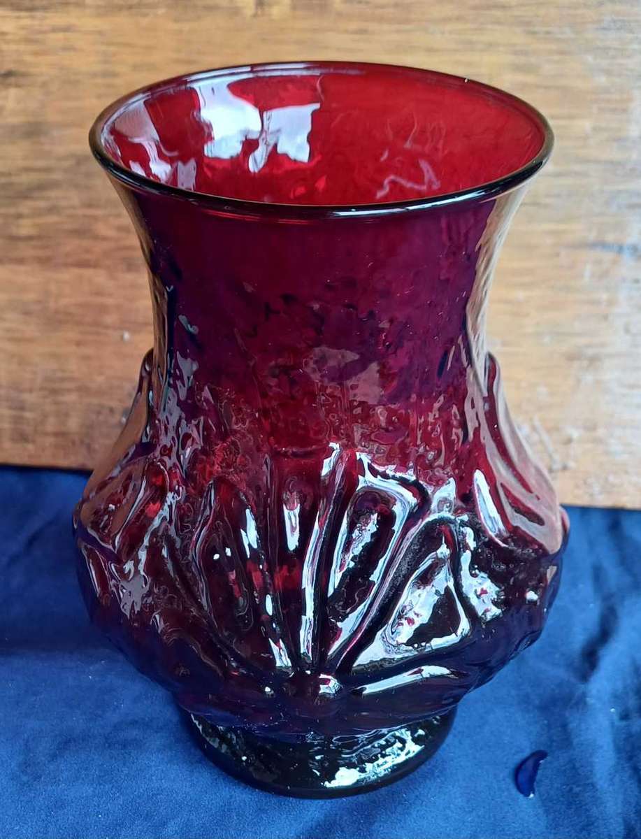 Vintage Anchor Hocking ruby red vase