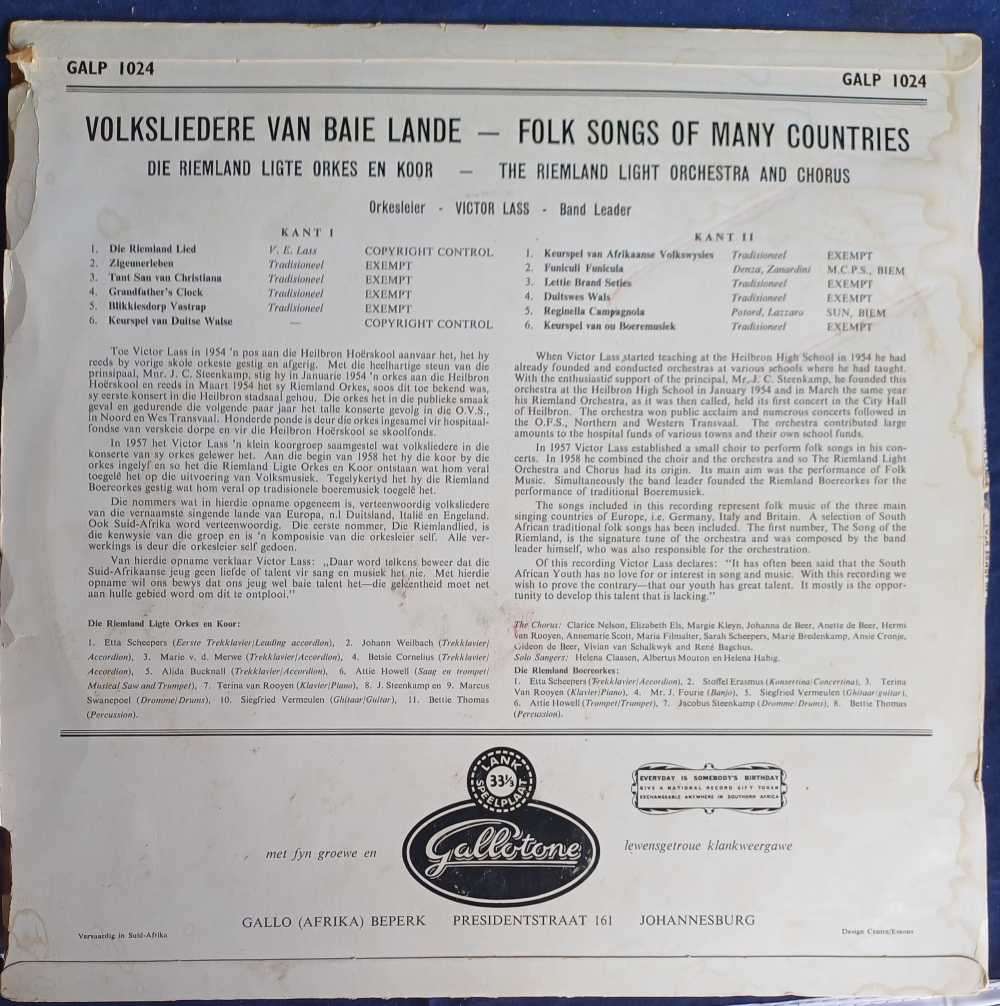 Volksmusiek van baie lande - Die Riemland ligte orkes en koor