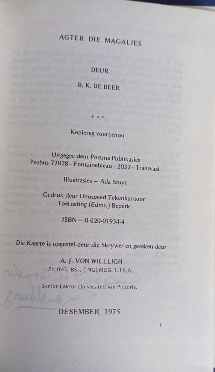 Agter die Magalies deur BK de Beer