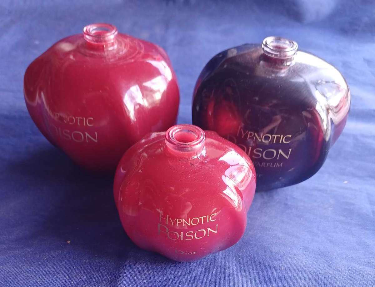 3 x Empty Hypnotic poison perfume bottles