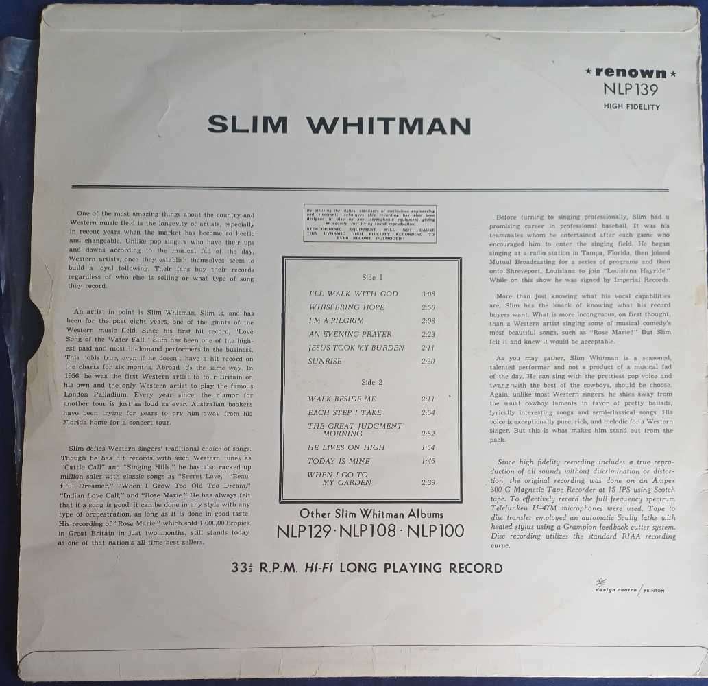 Slim Whitman - I'll walk with God LP